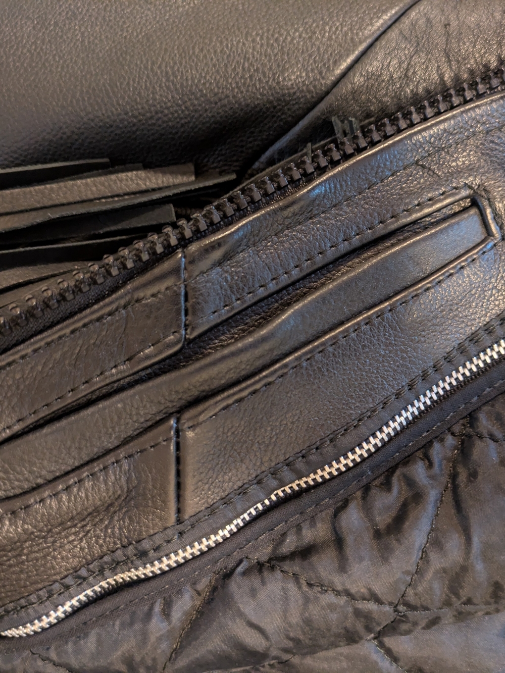 Black Leather Motorcycle Jacket - - Picture 5 of 14